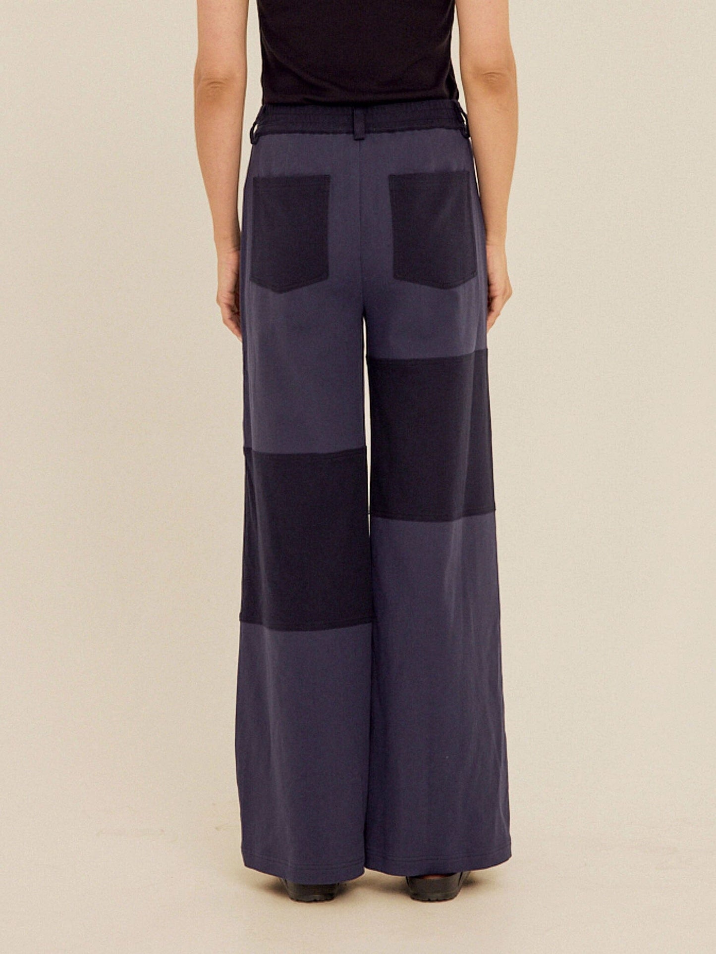 Pamela Patchwork Stretch Twill Wide Leg Pant