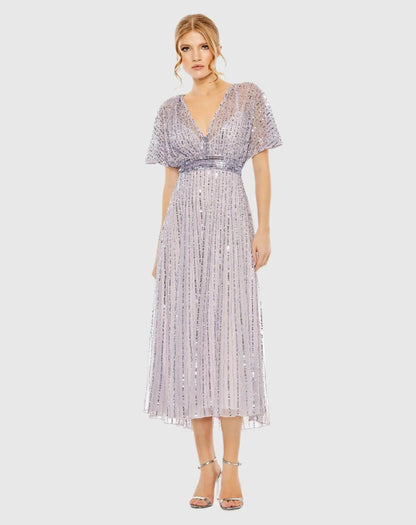 A Line Embellished Short Sleeve Dress