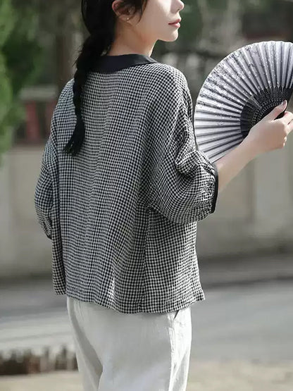 å¥³å£«æ¥å­£ç¿»é æ ¼ç´ 100% äºéº»è¥¯è¡«