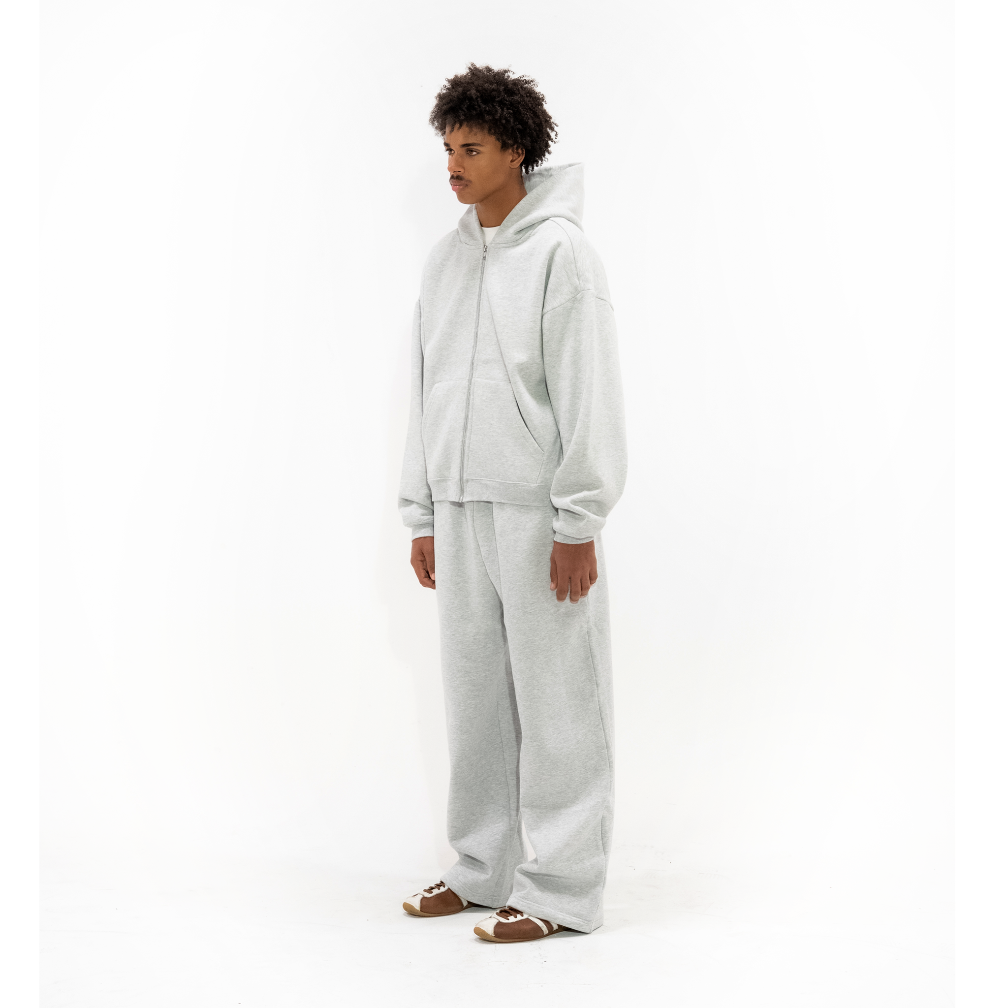 350 GSM 'Heather Grey' Zip-Up Hoodie