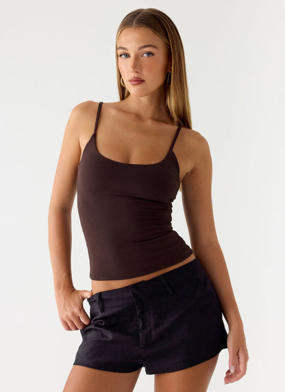 Delong Low Rise Linen Shorts - Black