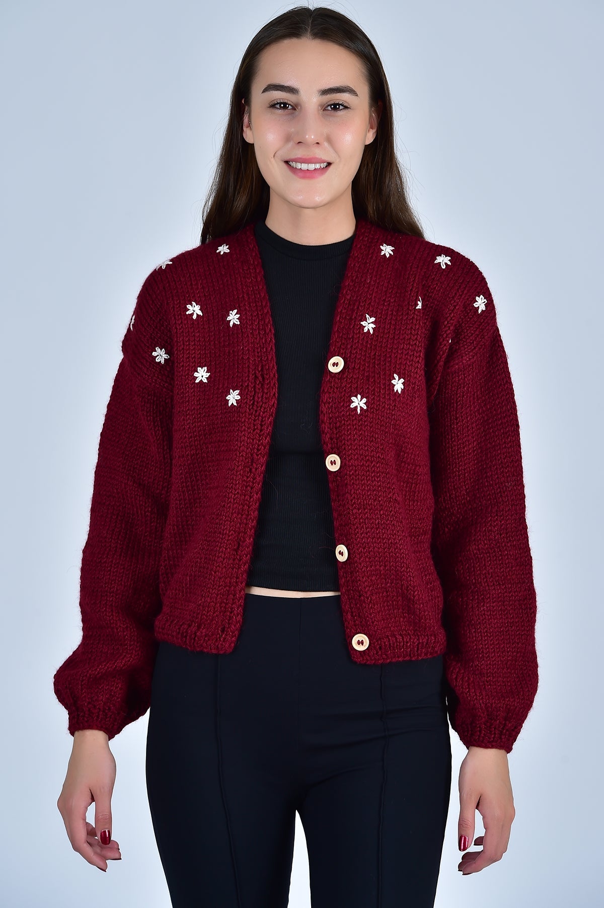 SISTER BLOOM WHITE FLORAL Button Front Cardigan