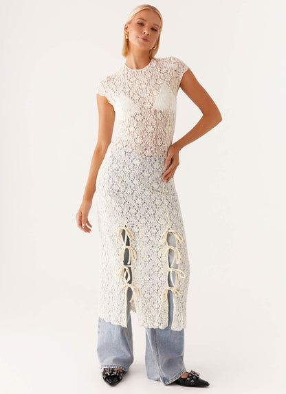 Gisele Lace Midi Dress - Ivory