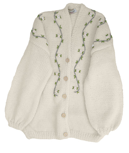 JASMIN WHITE BLOOM Wool Cardigan
