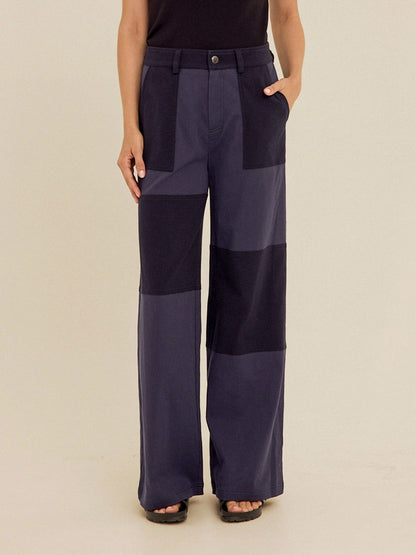 Pamela Patchwork Stretch Twill Wide Leg Pant