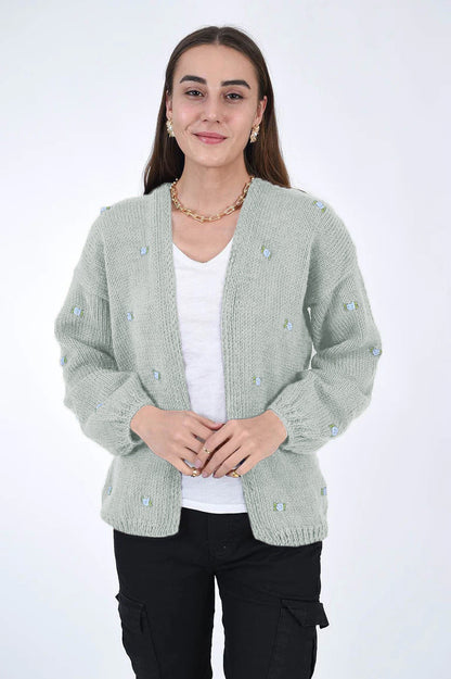 WINTER BLOOM BLUE ROSE Cotton Cardigan